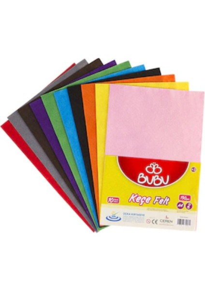 Bubu Keçe 10 Renkli Set 20X30 cm – Yaratıcı Hobi ve El Işleri Için