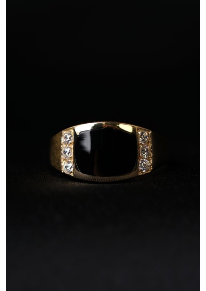 14 Ayar Altın Oniks Taşlı Erkek Yüzük modelleri