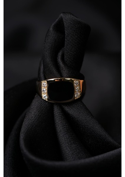 14 Ayar Altın Oniks Taşlı Erkek Yüzük