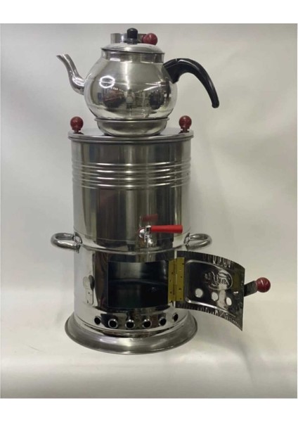 Alüminyum Alaşımlı Paslanmaz Çelik Semaver 5 Litre + 1 Litre Demlik – Kaliteli ve Estetik