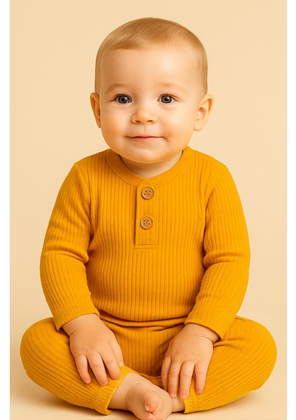 Unisex Basic Badili Alttan Çıtlı Fitilli Bebek Takım 3 Ay - 2 Yaş modelleri