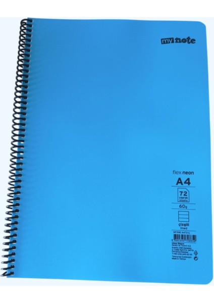 My Note Büyük Boy A4 72 Yaprak Çizgili Spiralli Defter – Ders ve Notlar Için Ideal