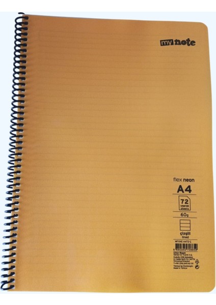 My Note Büyük Boy A4 72 Yaprak Çizgili Spiralli Defter – Ders ve Notlar Için Ideal