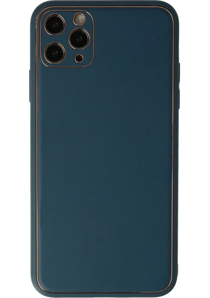 Newface iPhone 11 Pro Max Kılıf Coco Deri Silikon Kapak - Mavi