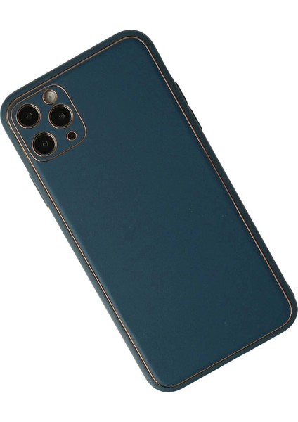Newface iPhone 11 Pro Max Kılıf Coco Deri Silikon Kapak - Mavi fiyatları
