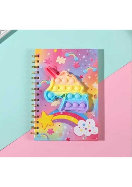 Unicornlu Popit Detaylı A5 Spiralli Not Defteri – Renkli ve Eğlenceli Tasarım