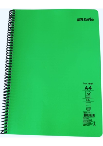 My Note Büyük Boy A4 72 Yaprak Çizgili Spiralli Defter – Ders ve Notlar Için Ideal