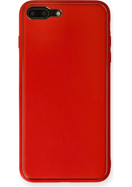 Newface iPhone 7 Plus Kılıf Coco Deri Silikon Kapak - Kırmızı