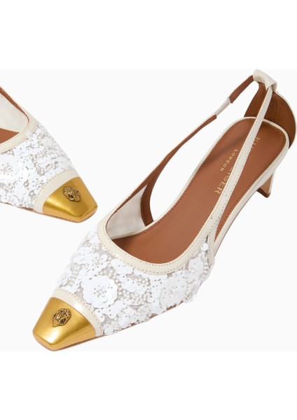 Regent 55 Low Open Court Mules, Parıltılı Siyah File ve Antik Pirinç fiyatları