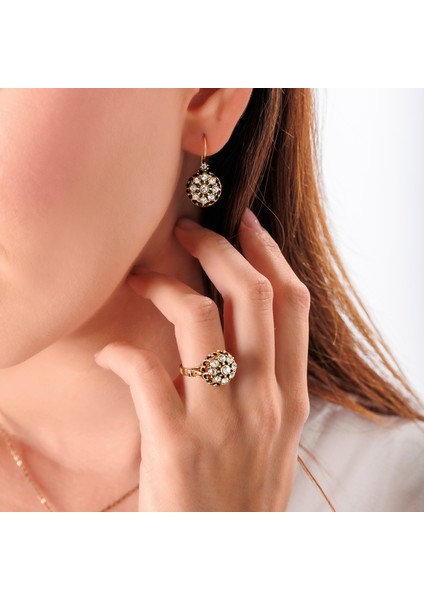 Klasik Gül Kadın 3'lü Takı Seti Küpe Kolye Yüzük Takım Bakır El Yapımı Kristal Taşlı Kararma Yapmaz Kutulu fiyatları