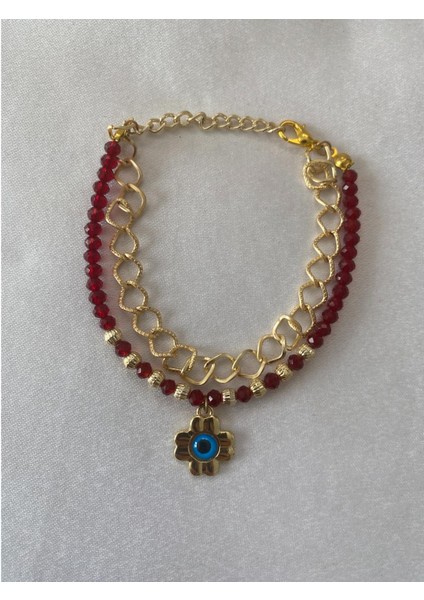 Nazar Boncuklu Kırmızı Bileklik