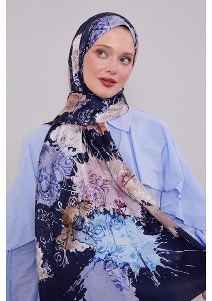 Lacivert Batik Desen Twill Şal fiyatları