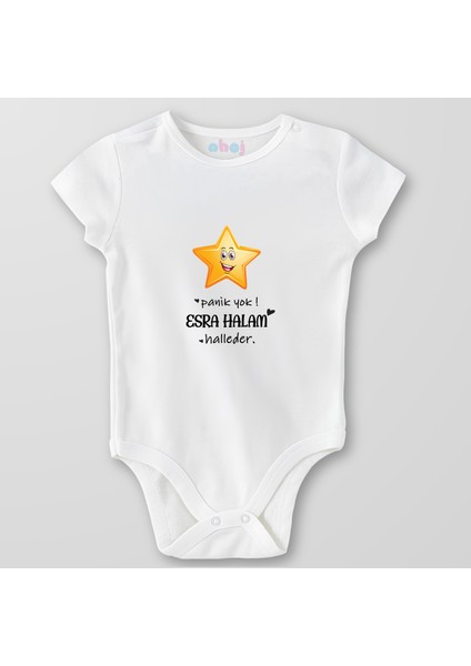 %100 Organik Pamuk Panik Yok Halam Halleder Bebek Body Çıtçıtlı Zıbın Badi Kısa Kol