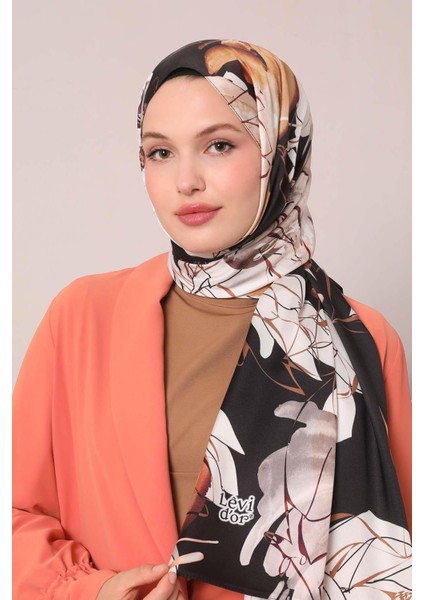 Ekru Soyut Çiçek Desen Twill Şal fiyatları