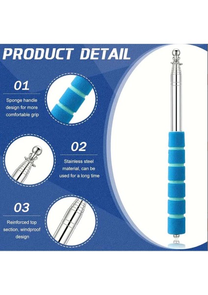 2 Metre Uzayabilen Aksesuarlı Rehber Çubuğu Teleskopik Bayrak İşaret Sunum Rehber Vb. Çubuğu (1 Adet) fırsatları