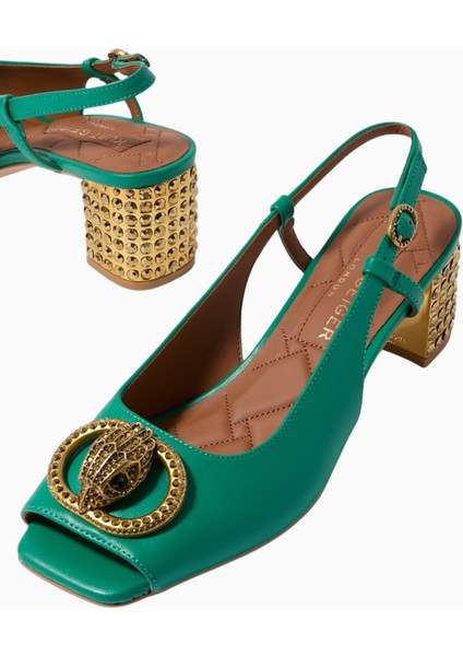 Chelsea Block Slingback 60 Heel Yeşil Topuklu modelleri
