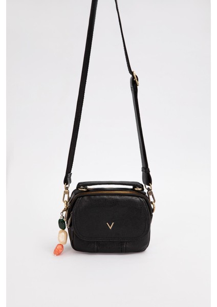 Siyah Aksesuar Taş Detaylı Omuz Çantası