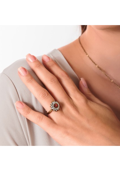 Klasik Işıltı Bordo Kadın 3'lü Takı Seti Küpe Kolye Yüzük Takım Bakır El Yapımı Kristal Taşlı Kararma Yapmaz Kutulu fırsatları