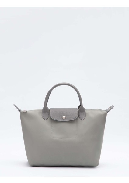 A.Gri Deri Kapaklı Omuz Çantası