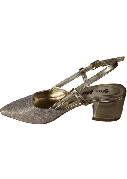 Yazkış Kadın Siyah Gümüş Parlak Kumaş Arkası Acık Sivri Burun 6cm Kalın Topuk Abiya Ayakkabı modelleri