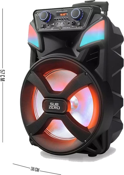 Bluetooth Hoparlör Speaker Karaoke Mikrofonlu Süper Bas Hoparlör 2X30W Büyük Boy Tekerlekli 5400MAH modelleri
