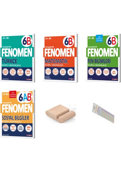 6.sınıf 6B Türkçe Matematik Fen Sosyal Soru Bankası Yeni Müfredat +Telefon Tutucu +Çözüm Ayracı