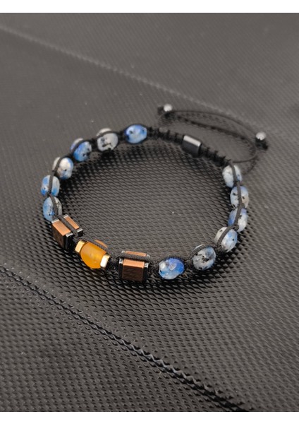 Kristal Mercimek İri Kesim Lapis Lazuli-Ortada 1 Adet Baltık Damla Kehribar-Hematit Doğaltaş Bileklik Takı Aksesuar Erkek Bileklik fırsatları