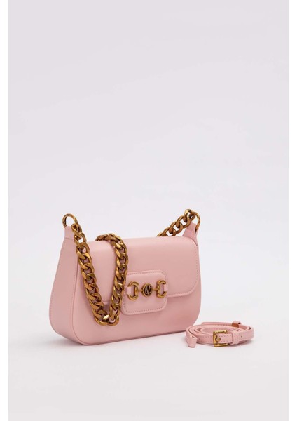 Pembe Geniş Zincir Aksesuarlı Omuz Çantası fiyatları