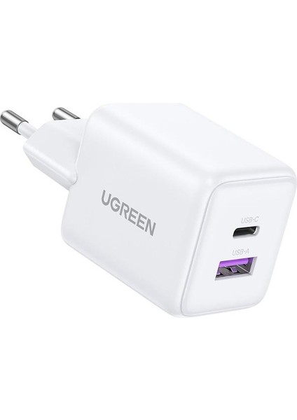 30W Gan Hızlı Şarj Cihazı 2 Portlu, 1xusb-A, 1xusb-C, - Beyaz