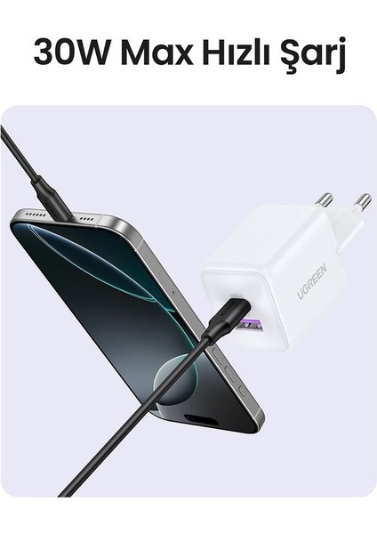 30W Gan Hızlı Şarj Cihazı 2 Portlu, 1xusb-A, 1xusb-C, - Beyaz indirimleri