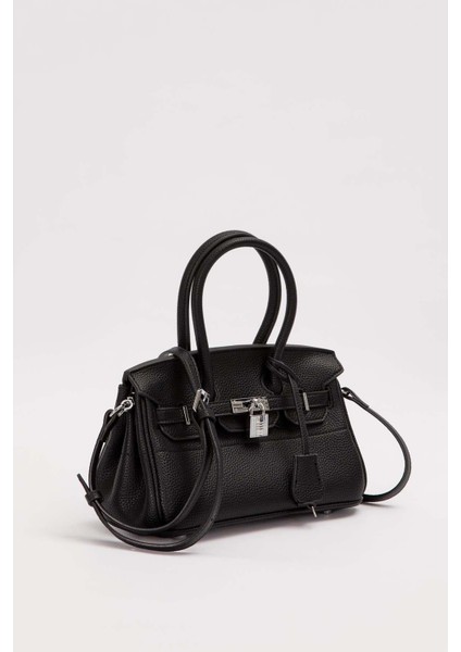 Siyah Mini Kilit Detaylı El Çantası fiyatları