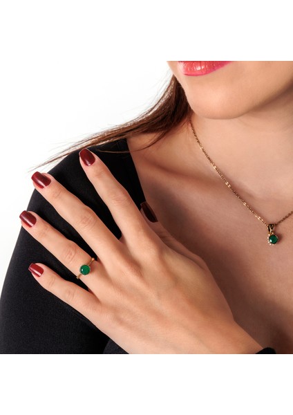 Harmoni Tektaş Yeşil Kadın 3'lü Takı Seti Küpe Kolye Yüzük Takım Bakır El Yapımı Kristal Taşlı Kararma Yapmaz Kutulu fırsatları