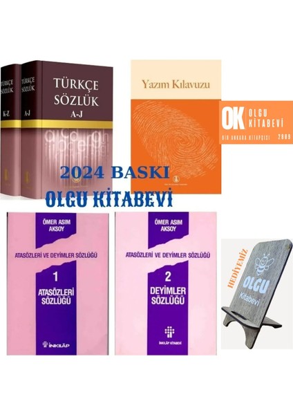 Türkçe Sözlük 2 Cilt - Yazım Kılavuzu -2024 Baskı - Atasözleri ve Deyimler Sözlüğü 2 Cilt /telefon Tutucu Hediye