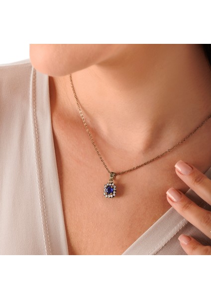 Harmoni Baget Lacivert Kadın 3'lü Takı Seti Küpe Kolye Yüzük Takım Bakır El Yapımı Kristal Taşlı Kararma Yapmaz Kutulu modelleri