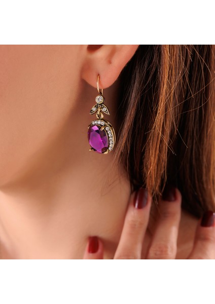 Kösem Sultan Mor Kadın 3'lü Takı Seti Küpe Kolye Yüzük Takım Bakır El Yapımı Zirkon Taşlı Kararma Yapmaz Kutulu fiyatları