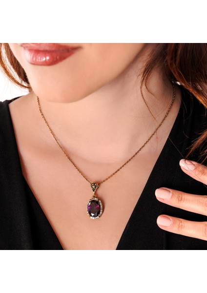 Kösem Sultan Mor Kadın 3'lü Takı Seti Küpe Kolye Yüzük Takım Bakır El Yapımı Zirkon Taşlı Kararma Yapmaz Kutulu modelleri