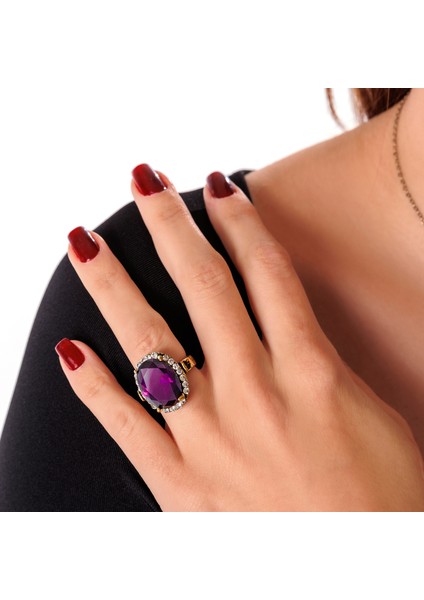 Kösem Sultan Mor Kadın 3'lü Takı Seti Küpe Kolye Yüzük Takım Bakır El Yapımı Zirkon Taşlı Kararma Yapmaz Kutulu fırsatları