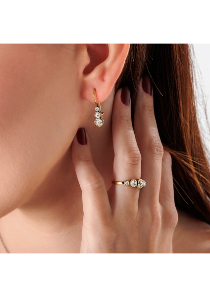 Tria Harmonisi Kadın 3'lü Takı Seti Küpe Kolye Yüzük Takım Bakır El Yapımı Kristal Taşlı Kararma Yapmaz Kutulu fiyatları