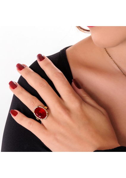 Kösem Sultan Kırmızı Kadın 3'lü Takı Seti Küpe Kolye Yüzük Takım Bakır El Yapımı Zirkon Taşlı Kararma Yapmaz Kutulu fırsatları