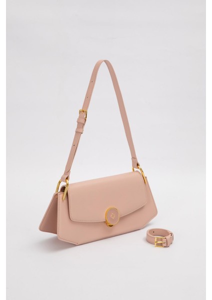 Pembe Oval Gold Aksesuarlı Omuz Çantası fiyatları