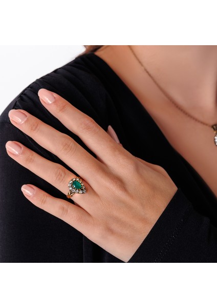 Mini Su Damlası Yeşil Kadın 3'lü Takı Seti Küpe Kolye Yüzük Takım Bakır El Yapımı Kristal Taşlı Kararma Yapmaz Kutulu fırsatları