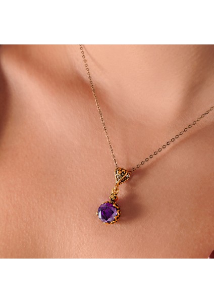 Mistik Işıltı Mor Kadın 3'lü Takı Seti Küpe Kolye Yüzük Takım Bakır El Yapımı Zirkon Taşlı Kararma Yapmaz Kutulu modelleri