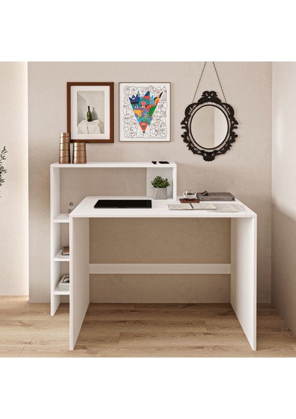 Amber Çalışma Masası – Raflı, Modern Bilgisayar Masası