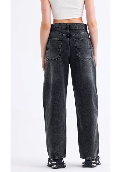 Kadın Antrasit Skater Baggy Jeans Bol Paça Pantolon indirimleri