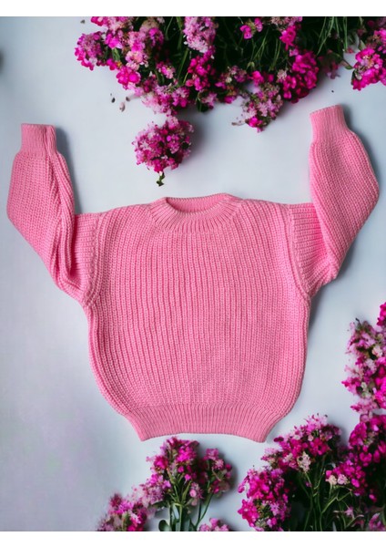 Esnek Triko Kazak Bisiklet Yaka Oversize Unisex Bebek Çocuk 1-5 Yaş