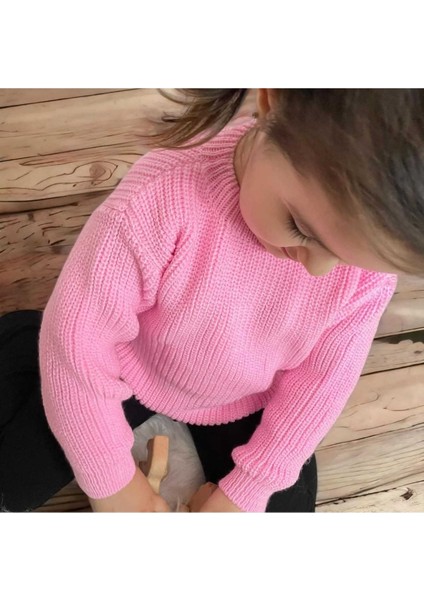 Erkek Bebek-Çocuk /kız Bebek-Çocuk Bisiklet Yaka Oversize Triko Kazak