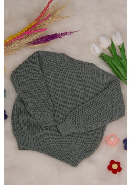 Cocuk-Bebek Triko Bayram ve Mevsimlik Kazak Kazak Mint Yeşili