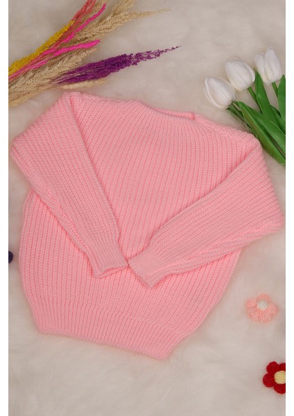 Cocuk-Bebek Triko Bayram ve Mevsimlik Kazak Kazak Pastel Pembe