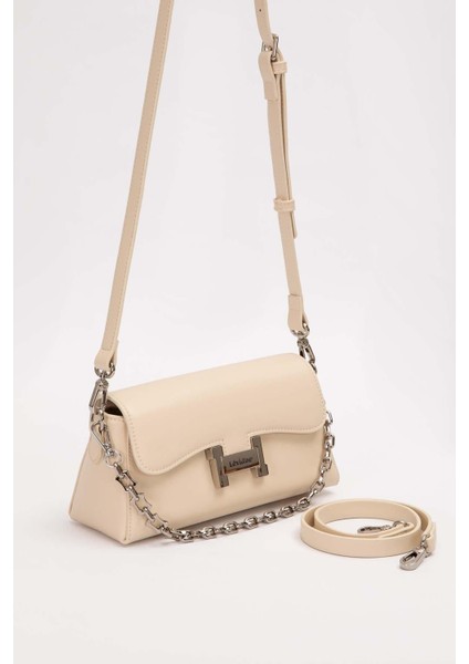 Krem Logo Tokalı Omuz Çantası fiyatları