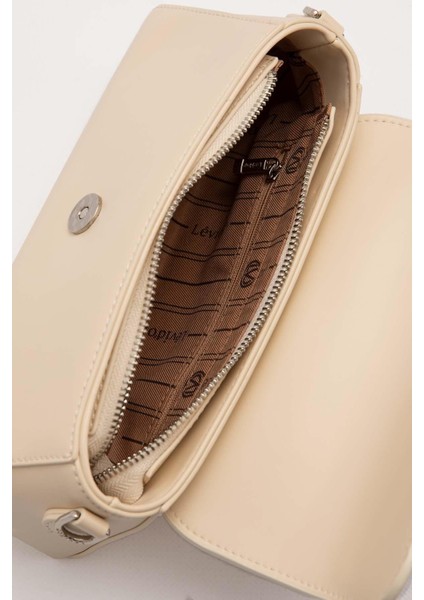 Krem Logo Tokalı Omuz Çantası modelleri